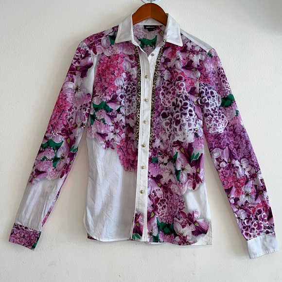 Authentic Just Cavalli Floral Print Long Sleeves Blouse